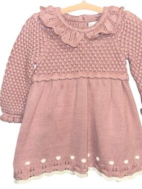 Max Studio Dusty Pink Knit Ruffle Collar Dress